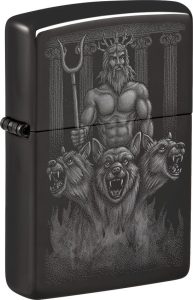 ZO59364 Zippo Greek Dogs Lighter - High Polish Black Ice