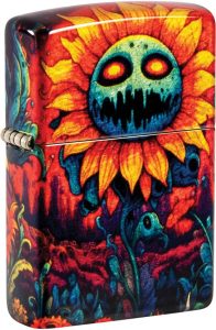 Zippo Spooky Sunflower Lighter - Tumbled Brass