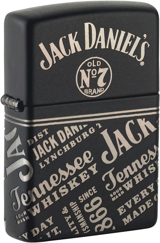 Zippo Jack Daniels Lighter - Laser 360 Black Matte