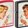 Zippo Vintage Ad Lighter Set Red and Black Matte 2-Pack