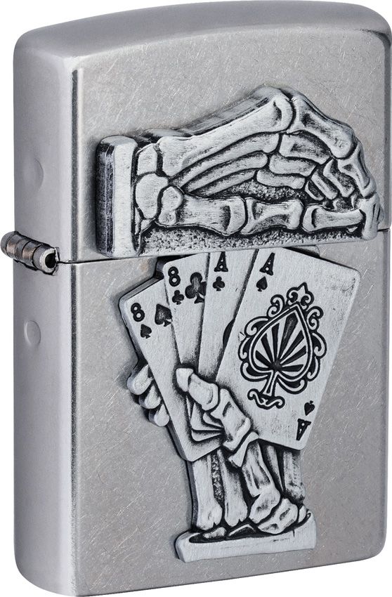 Zippo Dead Man's Hand Emblem Street Chrome Lighter