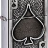 Zippo Ace of Spades Emblem Brushed Chrome Lighter