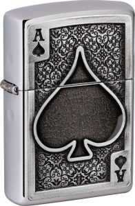 Zippo Ace of Spades Emblem Brushed Chrome Lighter