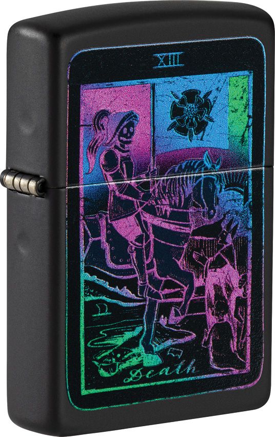 ZO70894 Zippo Black Light Tarot Card Lighter - Black Matte