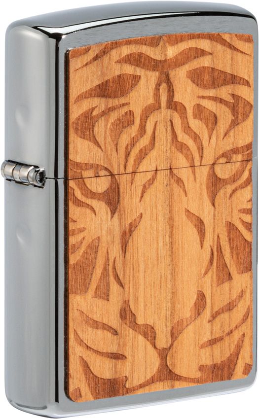 Zippo Woodchuck Cherry Tiger - Real Wood Laser Cut