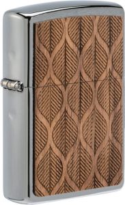 ZO70903 Zippo Woodchuck Walnut Leaves - Real Wood Laser Cut