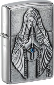 Zippo Praying Woman Emblem - Brushed Chrome