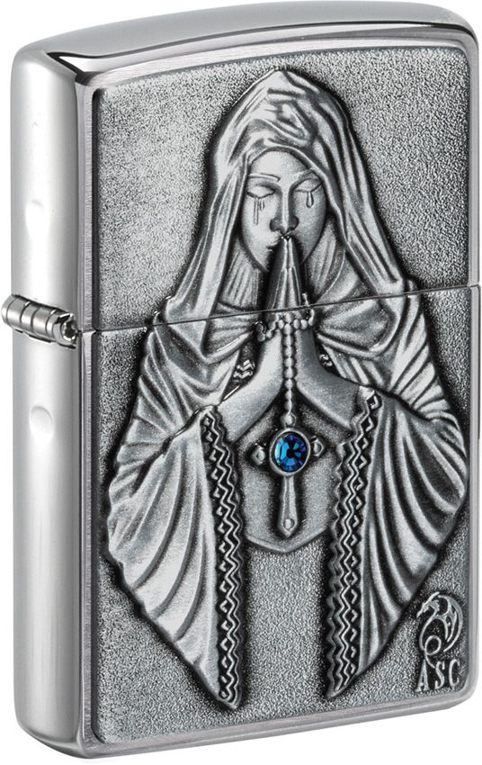 Zippo Praying Woman Emblem - Brushed Chrome