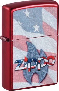 ZO71864 Zippo Flag Lighter - Candy Apple Red