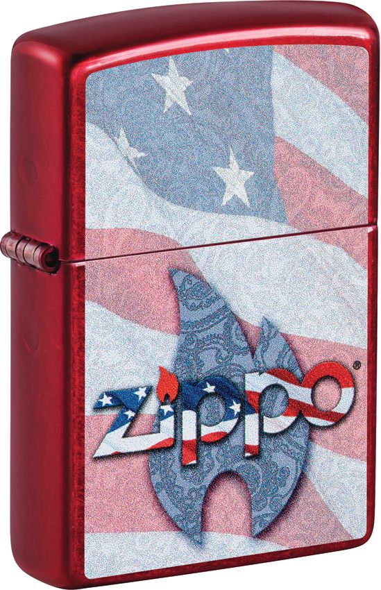 Zippo Flag Lighter - Candy Apple Red