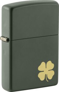 Zippo Four Leaf Clover Lighter - Green Matte