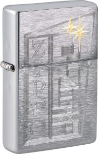 Zippo Retro Design Lighter - Brushed Chrome