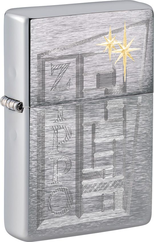 Zippo Retro Design Lighter - Brushed Chrome
