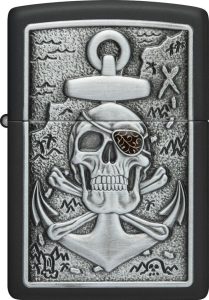 Zippo Skull Anchor Lighter Black Matte