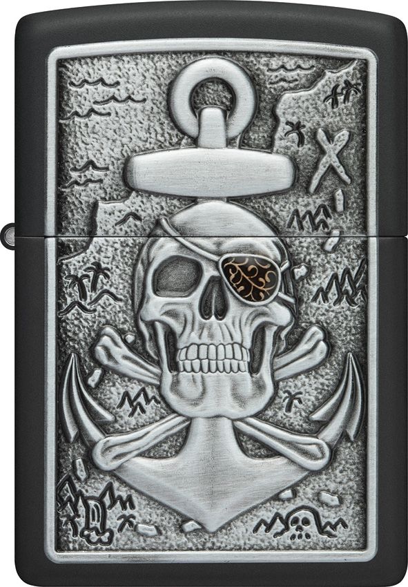 Zippo Skull Anchor Lighter Black Matte