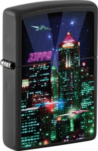Zippo Cyber City Design Lighter - Black Matte