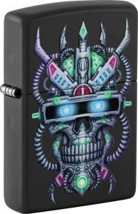Zippo Cyber Skull Design Black Matte Lighter