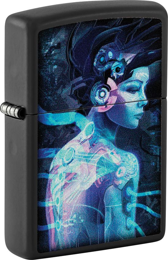ZO73667 Zippo Cyborg Woman Blacklight Design Lighter