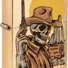 Zippo Cowboy Skull Design Brushed Brass Lighter