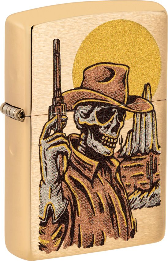 Zippo Cowboy Skull Lighter - Brushed Brass