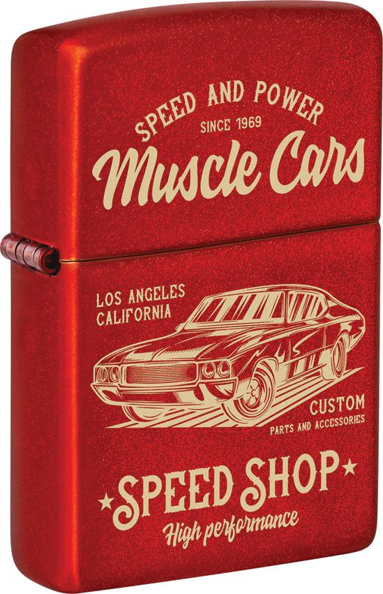 Zippo Muscle Car Design Red Matte Lighter