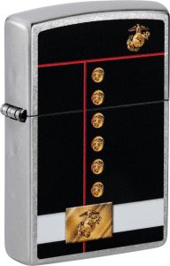 Zippo USMC Lighter Street Chrome - Official Marine Corps