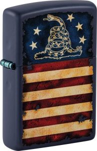 ZO73752 Zippo Don't Tread On Me Lighter Blue Matte