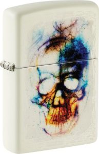 Zippo Skull Print Design Lighter Cream Matte