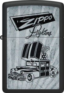 ZO73824 Zippo Car Ad Design Lighter - Black Matte