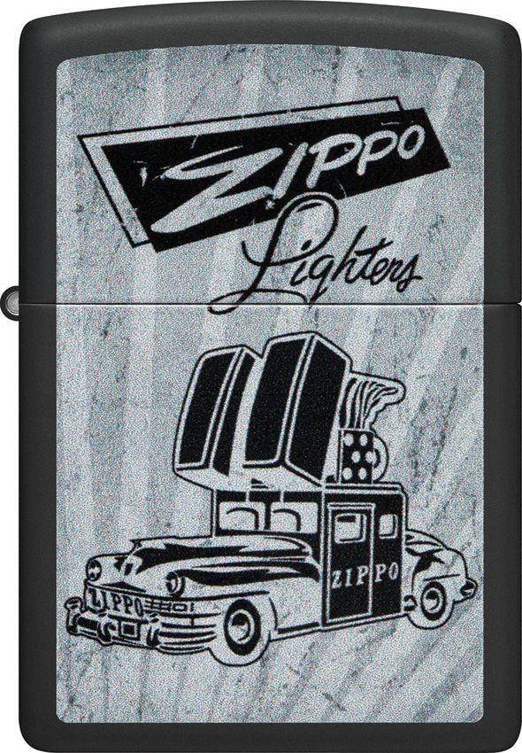 Zippo Car Ad Design Lighter - Black Matte