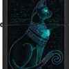 Zippo Spiritual Cat Design Black Matte Lighter with Blacklight