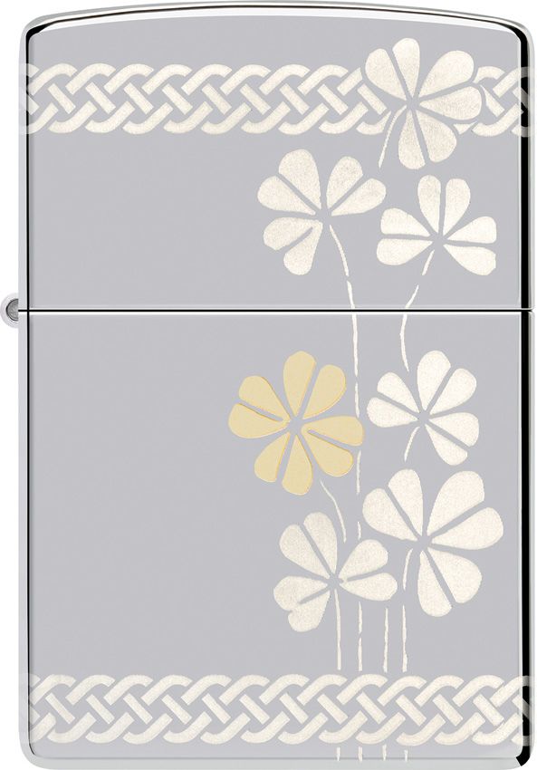ZO73866 Zippo Clover Design Lighter - Chrome