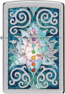ZO73871 Zippo Lotus Flower Design Chrome Lighter