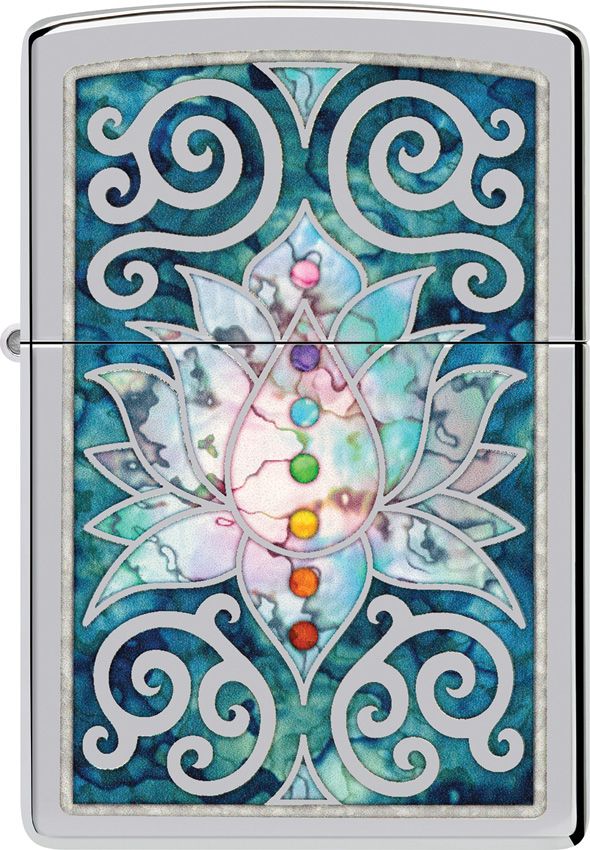 Zippo Lotus Flower Design Chrome Lighter