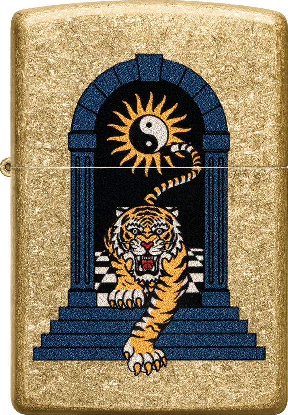 Zippo Tiger Tattoo Tumbled Brass Lighter