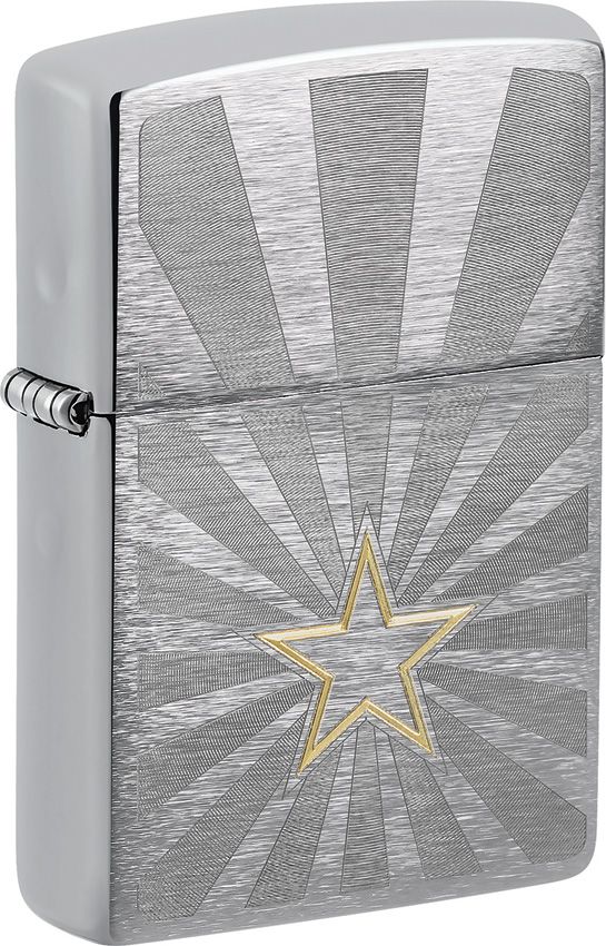 Zippo Star Design Lighter - Brushed Chrome