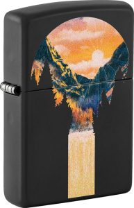 Zippo Mountain Waterfall Lighter - Black Matte