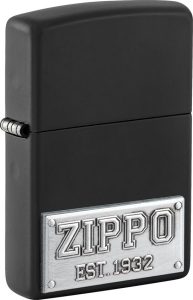 Zippo Plate Emblem Lighter - Black Matte