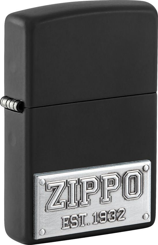 Zippo Plate Emblem Lighter - Black Matte