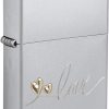 Zippo Love Design Satin Chrome Lighter