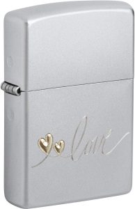 Zippo Love Design Lighter - Satin Chrome