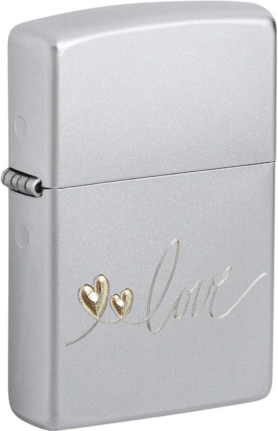 Zippo Love Design Lighter - Satin Chrome