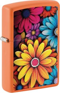 ZO76089 Zippo Flowers Design Lighter - Orange Matte