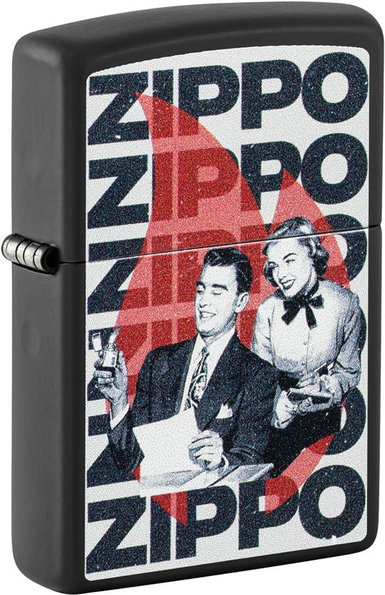 Zippo Vintage Design Lighter - Black Matte