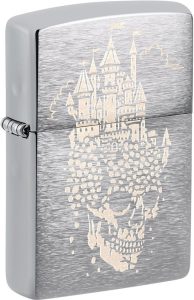 Zippo Skull Castle Lighter - Brushed Chrome