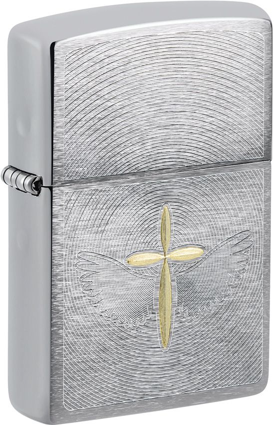 Zippo Angel Aura Cross Lighter - Brushed Chrome