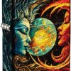 Zippo Spiritual Sun and Moon Tumbled Brass Lighter