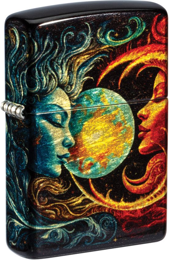 Zippo Spiritual Sun Moon Lighter - Tumbled Brass