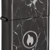 Zippo Marble Flame High Polish Black Ice Lighter