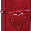 Zippo Stamped Heart Lighter Candy Apple Red